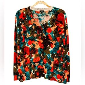 Talbots Petite Charming Cardigan in Autumn Fall Colors